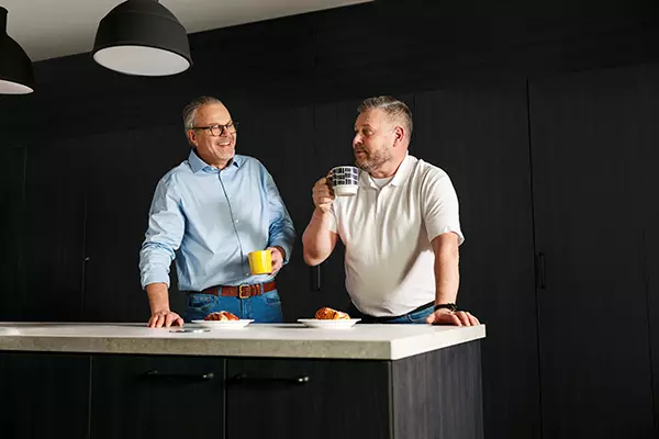 Two men on a coffee break